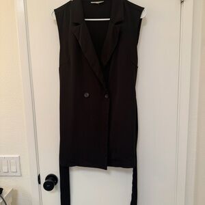 Melloday Sleeveless Black Blazer Vest with Belt – Size M
